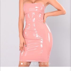 Fashion Nova Pink Latex Dress